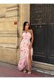 Women's Pink Asymmetrical Ruffle Chiffon Maxi Dress Yel221721