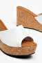 White Genuine Leather Cork Coated Slippers Women's Shoes Moka - 4