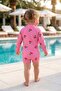 Cherry Patterned Baby Girl Long Sleeve Zippered Jumpsuit Swimsuit - 4