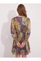 Women's Purple Double Breasted Collar Gipe Sleeve Mini Dress Nj174 - 4