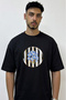 Forget Me Not Design Printed Oversize Black T-Shirt
