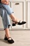 Women's Sandals Short Thick Heeled Knitted Shoes Mary Jane Black - 4