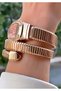 Gold Color Pink Dial Snake Watch, Wrap Around Watch, Women's Wristwatch - 6