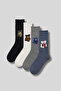 Women's 4-Pack Cotton Teddy Bear Patterned Socks