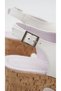 Cross Striped Open Front Women's High Straw Look Cork Wedge Heel Sandals Shoes - 4