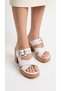 Women's High Wedge Heel Slippers Sandals Shoes with Front Striped Buckle Detail - 2