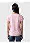 Pink V-Neck 100% Cotton Women's T-Shirt - 4