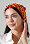 Yellow Red Sequined Hand Knitted Triangle Bandana – Handmade Hair Band - 3