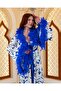 Special Design Feather Detailed 2-Piece Long Dressing Gown Full Satin - 4