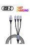 3-in-1 USB Charging Cable – 5A Fast Charge Braided Nylon Universal Cord with USB-C, Micro USB, and Lightning Connectors