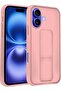 iPhone 16 Magnetic Car Mount Case – Pink Silicone Kickstand with Hand Strap & Multi-Stand Functionality - 3