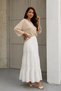 Women's White Layered Lace Scallop Detailed Lined Premium Bohemian Skirt with Elastic Waist - 2