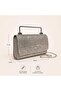 Women's Silvery Evening Dress Bag Broken Glass Patterned Metal Handle Chain Strap Clutch Portfolio Handbag 18X11X6 cm - 2