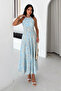Women's Halter Neck Patterned Long Dress Blue Maxi Summer Dress - 3