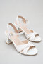 White Cross-Strapped Thick Heeled Bridal Shoes