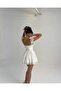 Ecru Lace Detailed Square Neck Back Tie Mini Dress - 4