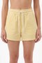 Women's Pastel Yellow Side Pocket Waterway Striped Cotton Shorts