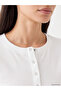 Original Oval Collar Buttoned Women's Ribbed T-Shirt - 3