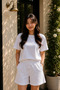 Women's Oversize Basic T-Shirt Shorts Set Relaxed Fit Casual Summer Set - 2