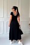 New Season Women's Round Ribbed Collar White Viscose Maxi Dress with Slit Detail - 4