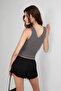 Noctara Women's Soft and Flexible Fabric Organic Cotton V-Neck Gray Undershirt - 4