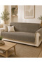 Ovaci Sofa Cover Zigzag Patterned Fringed Beige Sofa Shawl - 2