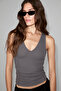 Noctara Women's Soft and Flexible Fabric Organic Cotton V-Neck Gray Undershirt