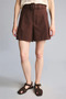 Linen Blend Straight Leg Belted Mini Shorts H5894Ax26Sm - 3