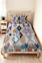 Geometric Blue Young Room Single Pique Set-Modern Gray Orange 160X220Cm Quilted Bedspread - 2