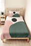 Geometric Green Young Girl's Room Single Pique Set-Powder Anthracite 160X220Cm Quilted Bedspread - 6