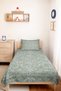 Floral Vintage Green Single Pique Set - Bohemian Mint White 160X220 cm Bedspread with Shawl Pattern - 6