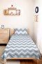 Blue Zigzag Geometric Youth Room Single Pique Set-Grey Modern 160X220 cm Quilted Bedspread - 4