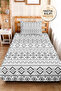 Black Geometric Youth Room Single Pique Set - Modern Ethnic 160X220 cm Quilted Bedspread
