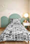 Black Geometric Youth Room Single Pique Set-Modern Arrow Motif 160X220Cm Quilted Bedspread - 6