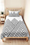 Black Geometric Youth Room Single Pique Set - Modern Striped 160X220 cm Quilted Bedspread - 6