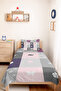 Pastel Patchwork Gray Girls' Pique Set-Lilac Pink Minimal Baby Room Bedspread-160X220 cm - 5