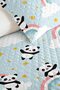 Panda Rainbow Boy's Room Single Pique Set - Pastel Clouds 160X220 cm Bedspread - 3