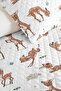 Pastel Geyik Children's Room Single Pique Set - Rabbit Floral Beige 160X220 cm Quilted Bedspread - 3