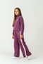 Top Front Half Zippered Streetwise Style Boston Printed Side Embellished Girls' Tracksuit Set - 3