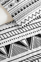 Black Geometric Children's Room Single Pique Set - Nordic 160X220 cm Quilted Bedspread - 3