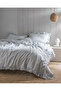 Verona Single Cotton Ruffle Yarn Dyed Duvet Cover Set - White/Blue - 2