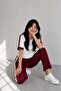 Women's Crew Neck Stripe Detailed Comfortable Cool Tracksuit Set - 4