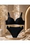 Elanora for You Women's Black Ribbed Supportive Bra Panty Set Casual Comfortable Style and Stylish Underwear - 2