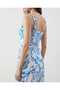 Blue Heart Neck Floral Dress - 2
