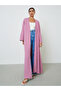 Pink Contrast Slit Sleeve Open Front Abaya - 3