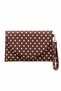 Brown Polka Dot Women's Clutch Bag with Curved Cover Portfolio Handbag