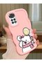 Redmi Note 11S Compatible Case Camera Protector Pink Silicone Couple Phone Case Cat Pattern