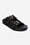 Avenelle Black Suede Genuine Leather Double Strap Studded Women's Slippers - 4