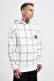 Men's Leather Applique Hooded Sweatshirt Ecru