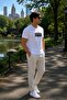 Men's Printed Crew Neck White Loose T-Shirt - 3